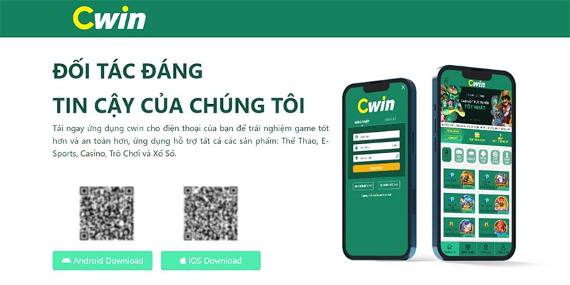 Giao diện tải app Cwin trên trang chủ nhà cái